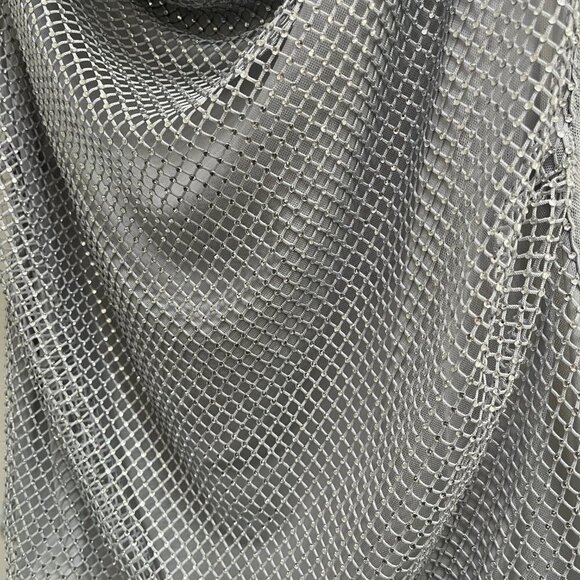 WEWOREWHAT Crystal Cowl Neck Top Crystal Mesh Silver Size M MSRP $98 NEW - Picture 6 of 10